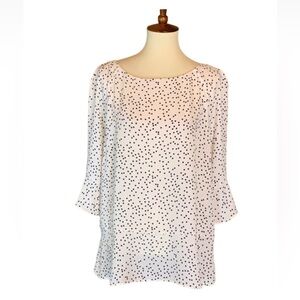 Banana Republic Lola flutter white blouse with black dots Size XL